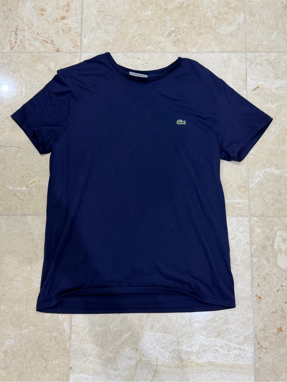 Lacoste Men’s Navy Short Sleeve Crew T-Shirt with Green Croc